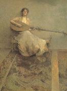 Thomas Wilmer Dewing Girl with Lute Spain oil painting artist